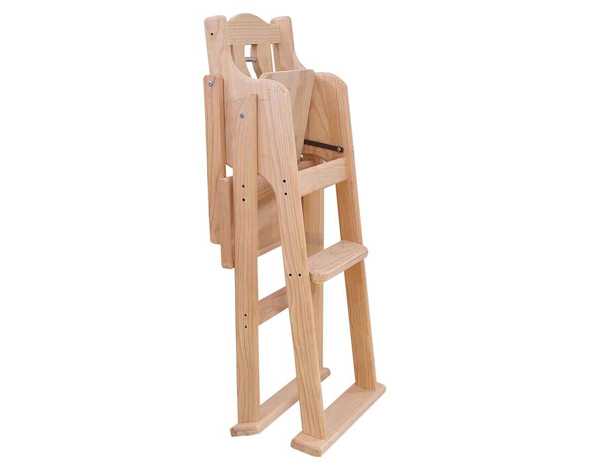 Silla Periquera Plegable de Madera con Respaldo Tubular
