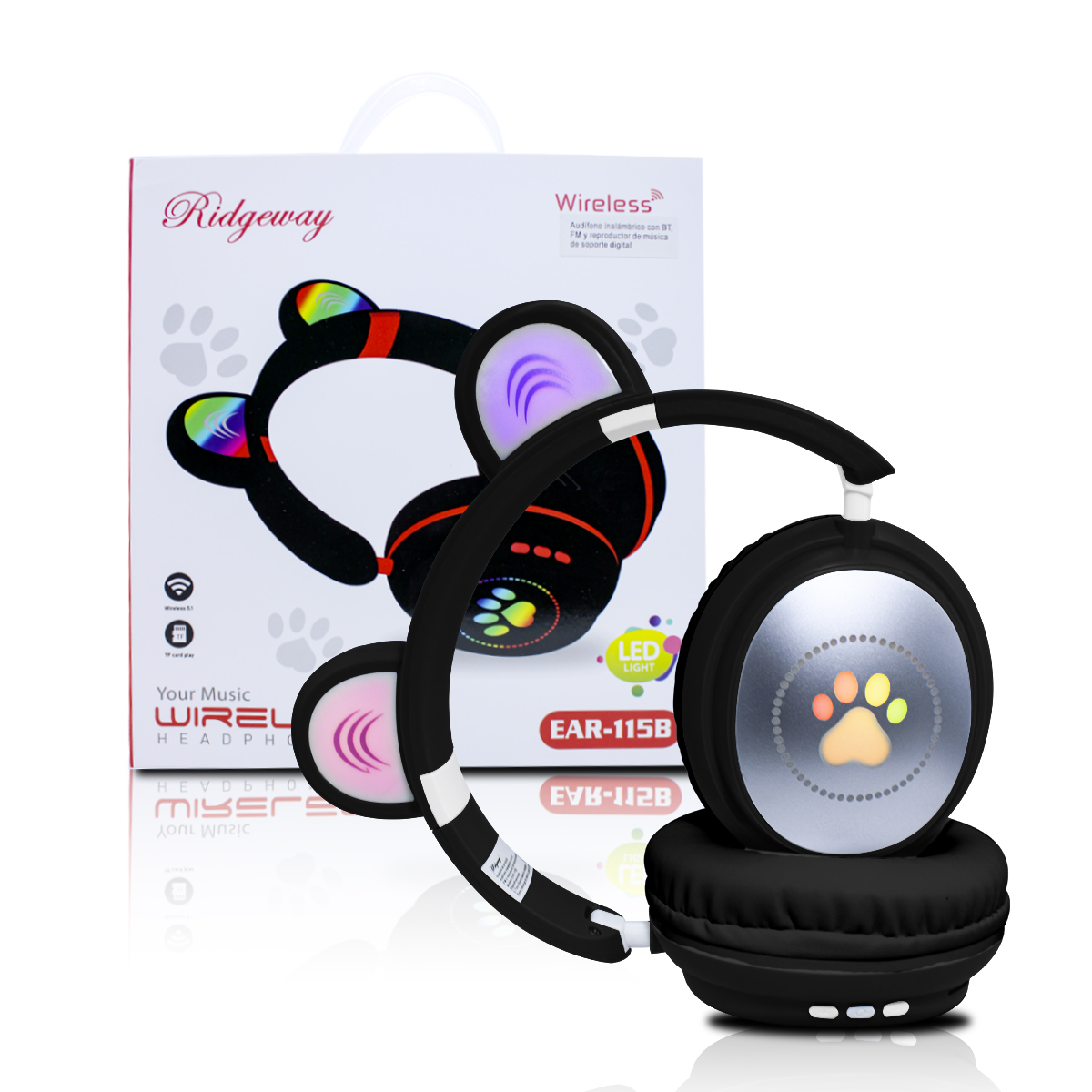 Audífonos De Diadema Ridgeway Orejas Y Huella De Oso