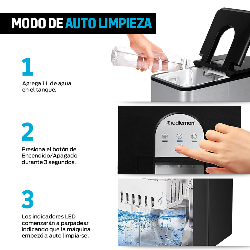 Máquina de Hielo Fabrica 9 Cubos en 8 Minutos (12 Kg en 24 Hr)