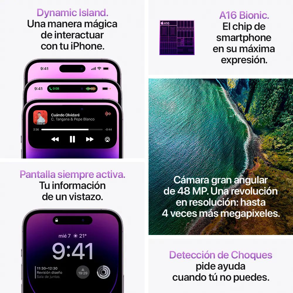 Celular Apple iPhone 14 pro 256gb morado Reacondicionado Grado A