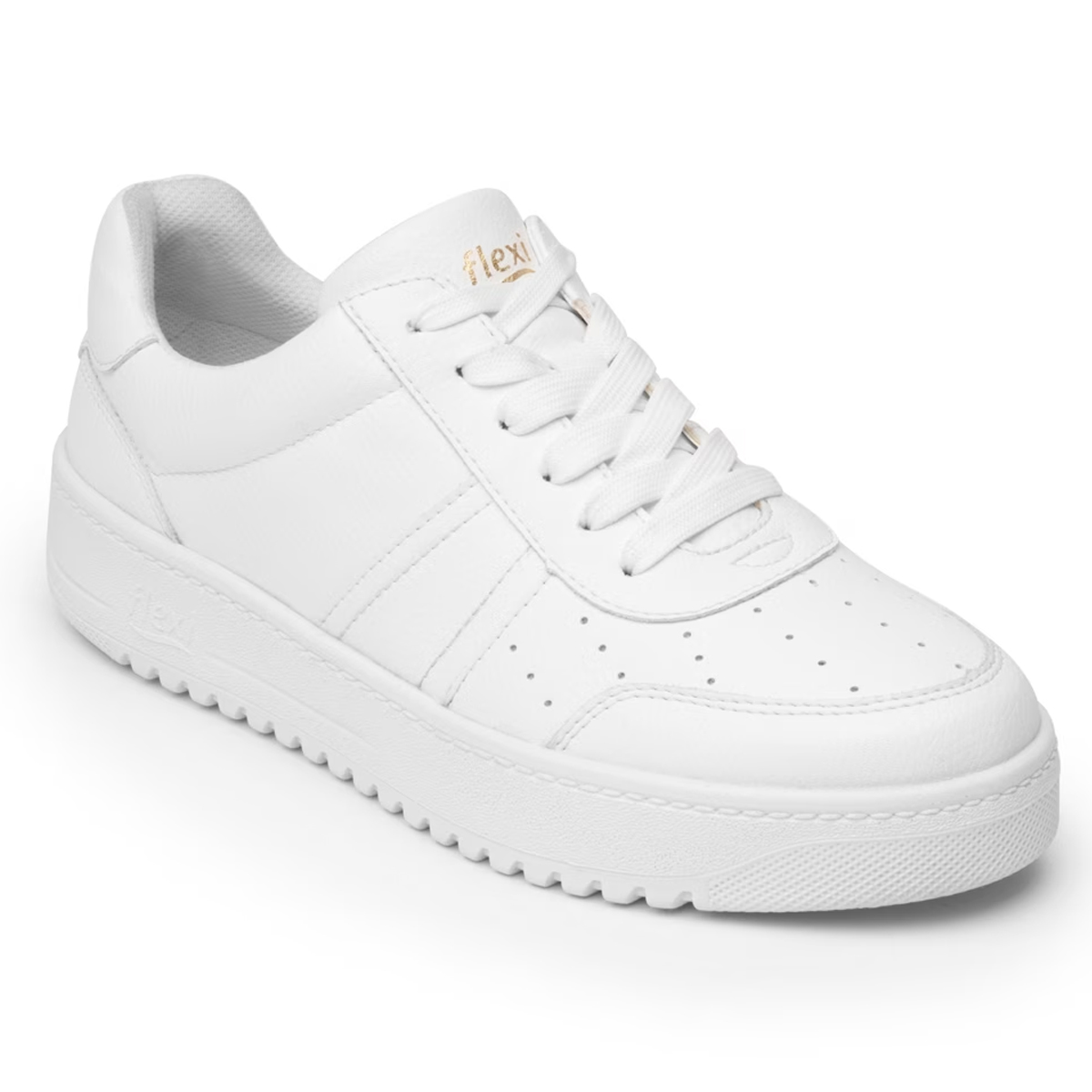 Tenis Urbanos De Suela Gruesa Flexi 103504 Blanco Originales