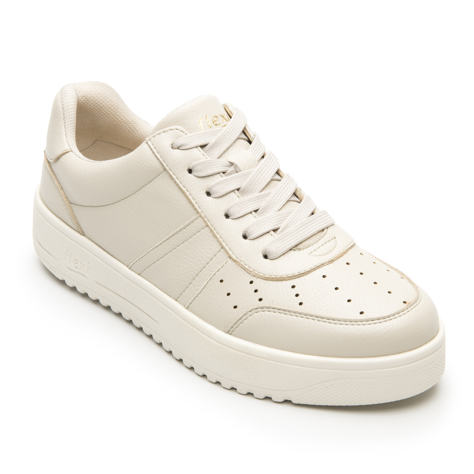 Tenis Urbanos Con Plataforma Para Mujer Flexi 103504 Beige