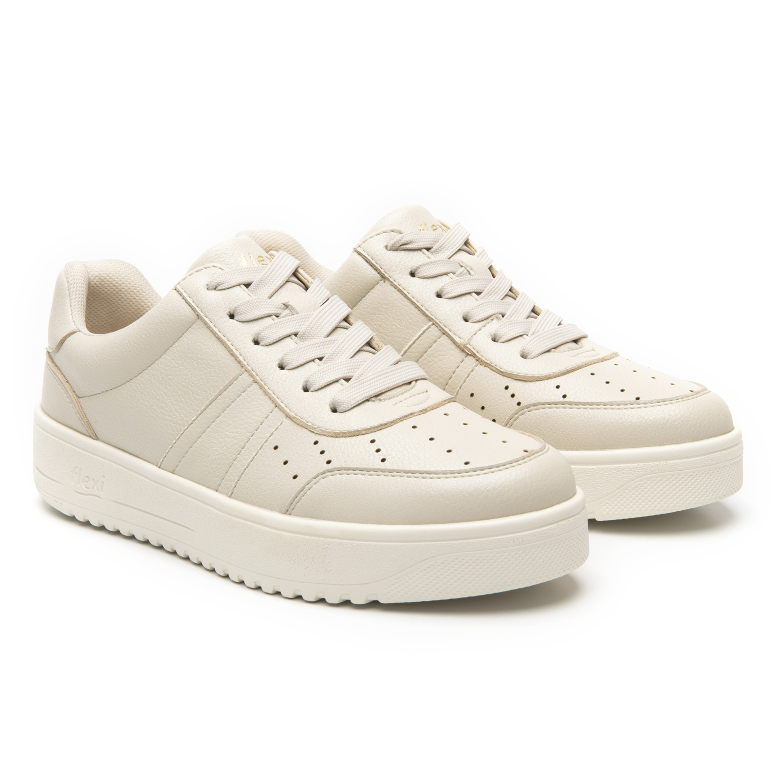 Tenis Urbanos Con Plataforma Para Mujer Flexi 103504 Beige