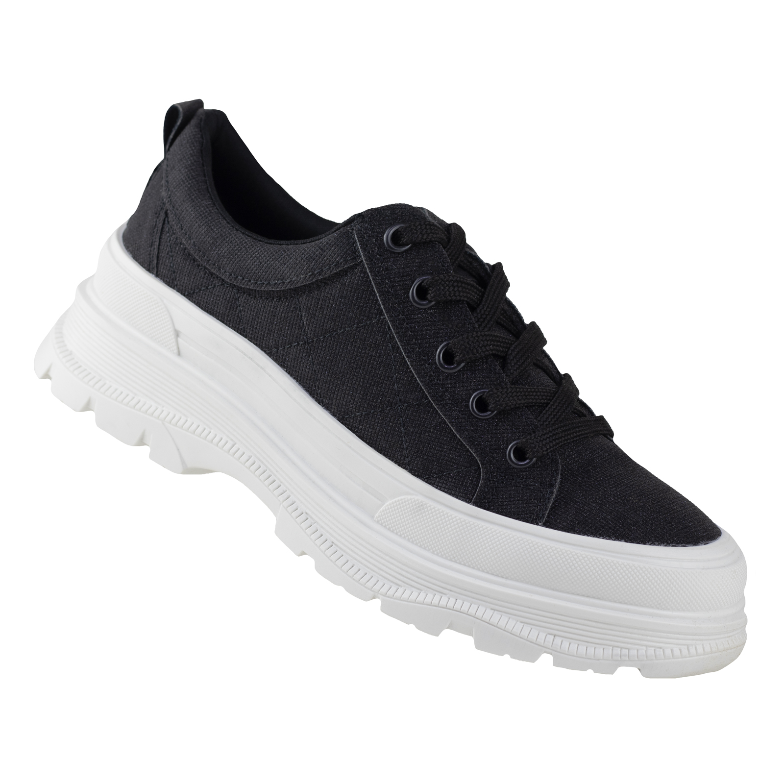 Tenis Negro Urbano Capa De Ozono Mujer Confort Tela 652001