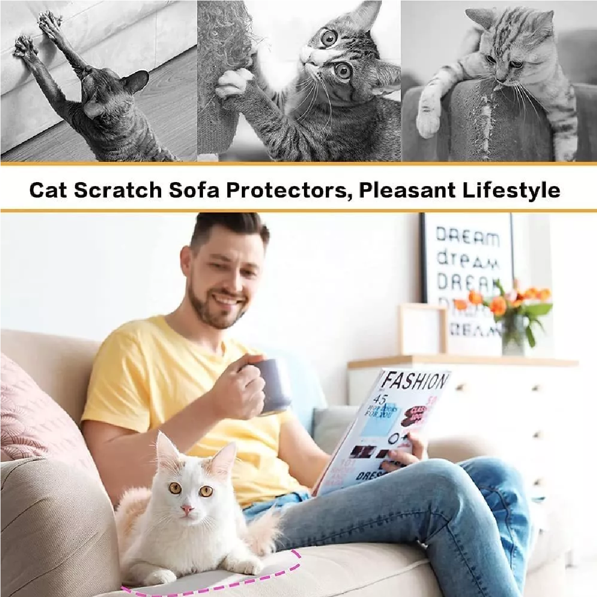 Protector Sofa Gatos Arañazo, Protector de Muebles Gatos 12 PCS