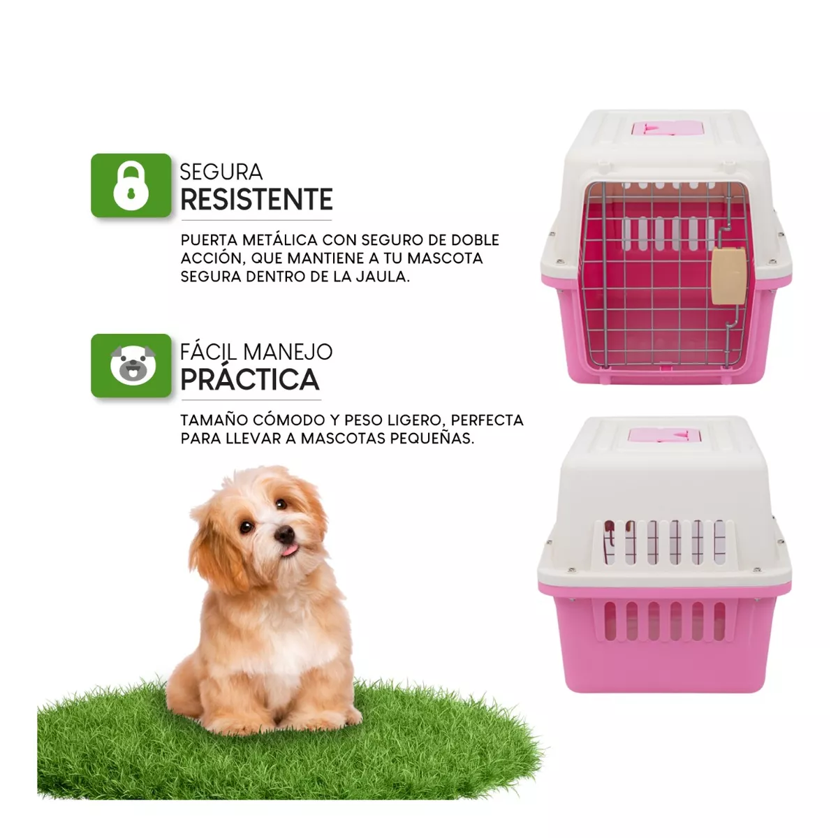 Jaula Transportadora  Mascotas Caja Viaje Gato Perro Rosa