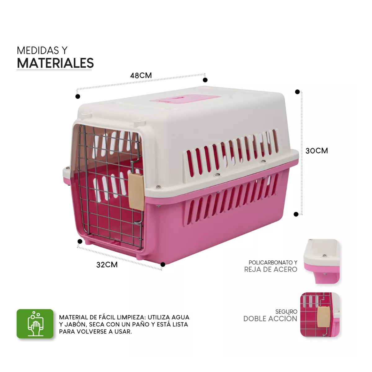 Jaula Transportadora  Mascotas Caja Viaje Gato Perro Rosa