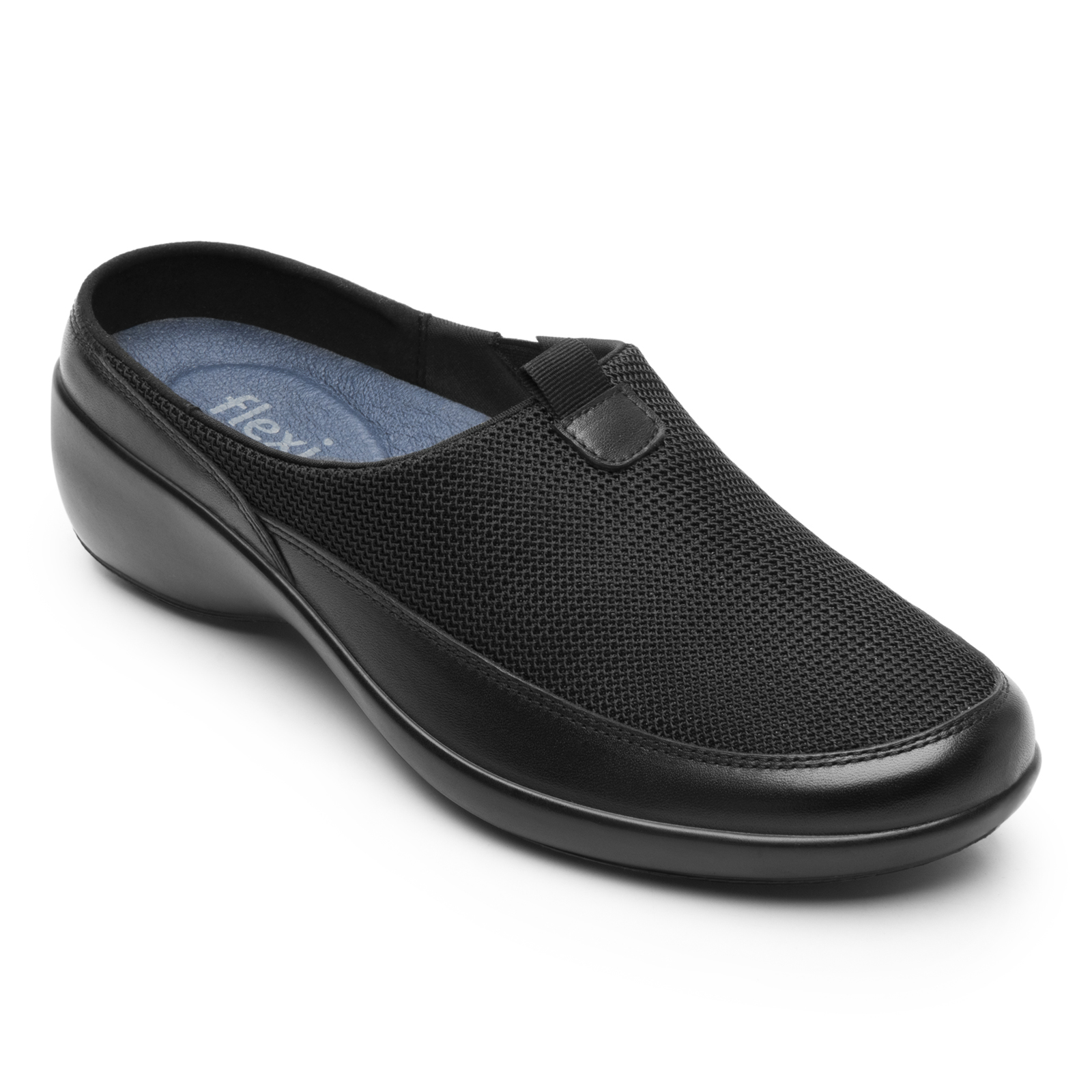 Zapato Tipo Zuecos Para Dama Flexi 51724 Negro Textil Destalonado