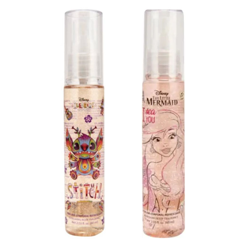 Set De 2 Fragancias Con Gliter Marca Disney Stitch Y Ariel