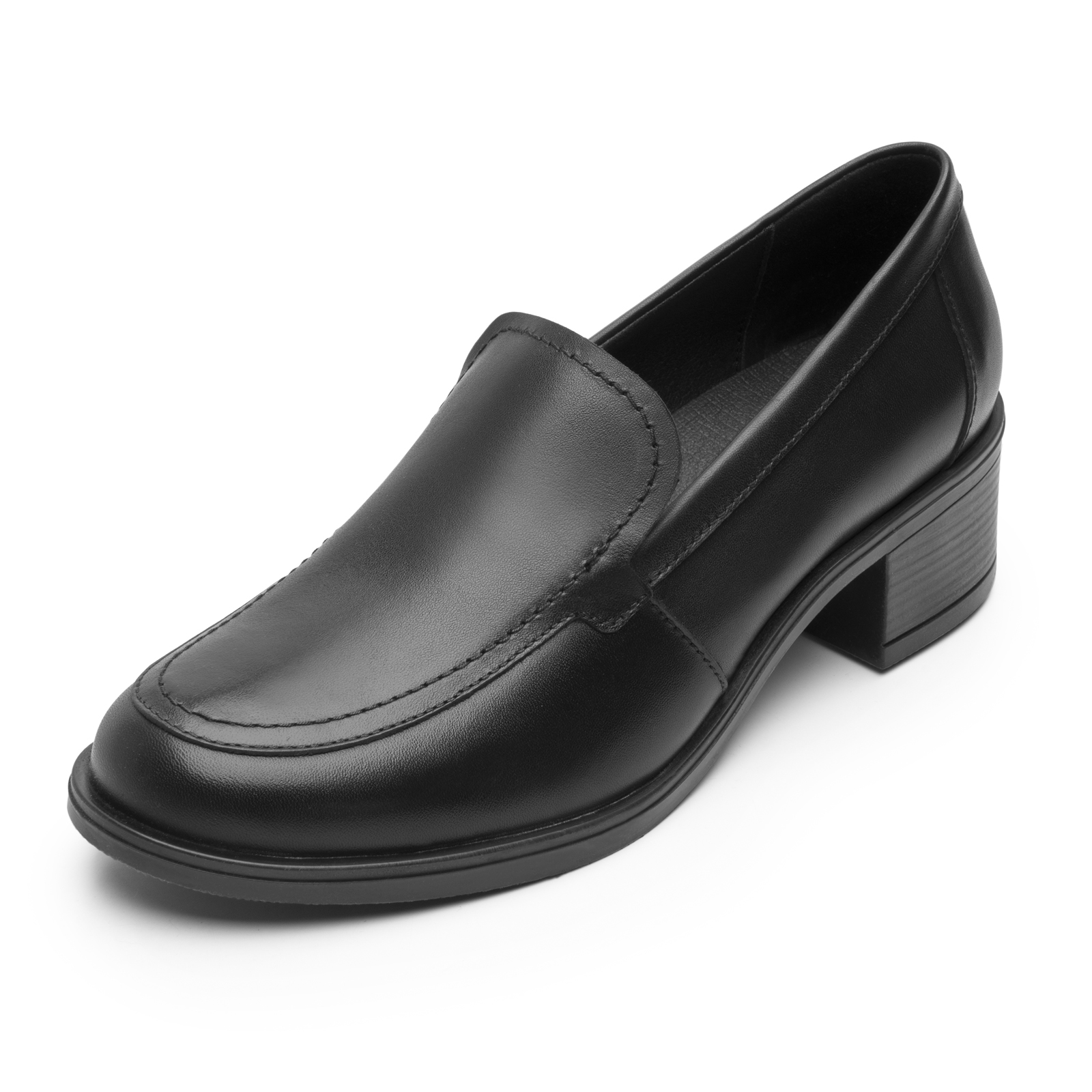 Mocasines Loafer Con Tacon De Mujer Flexi 119509 Piel Negro