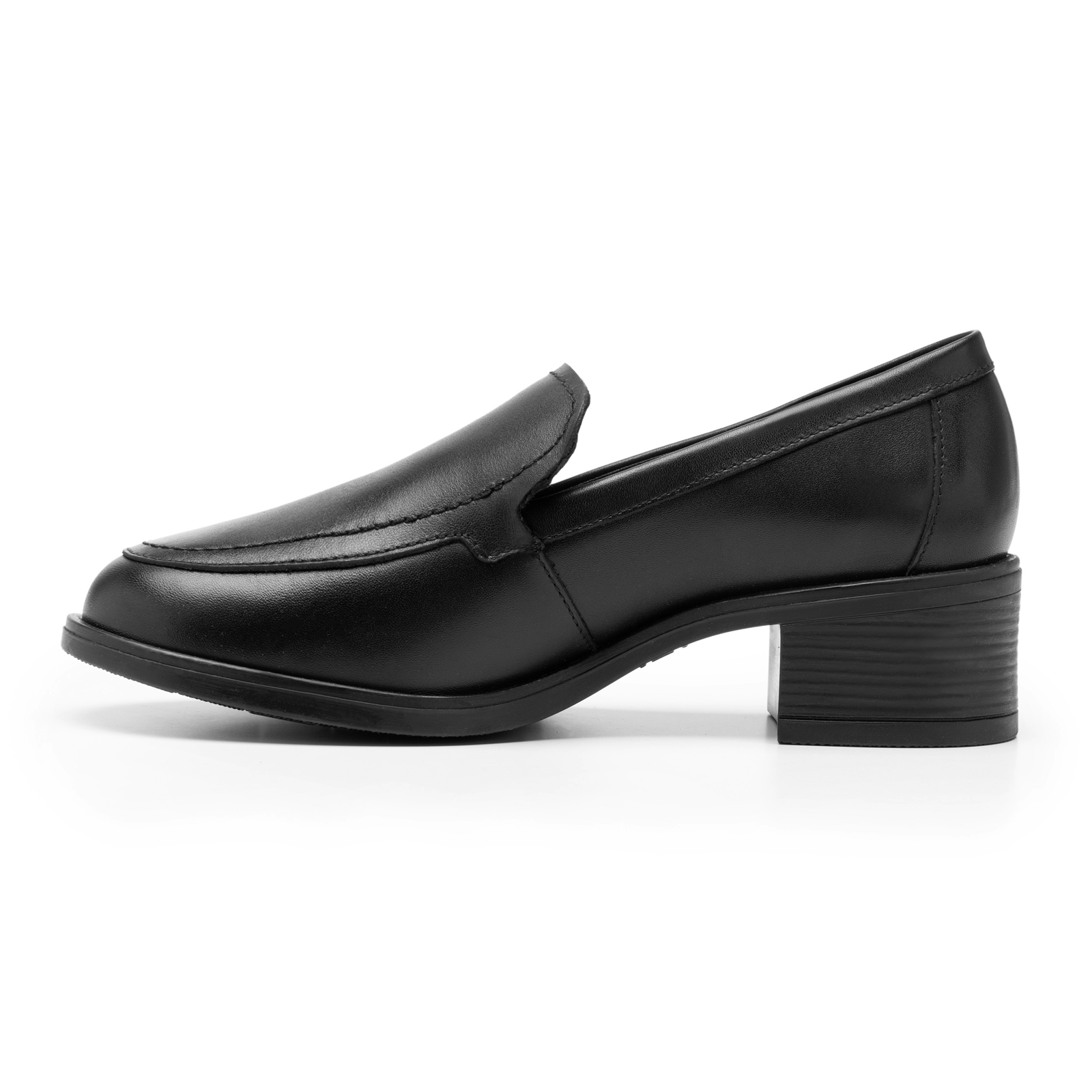 Mocasines Loafer Con Tacon De Mujer Flexi 119509 Piel Negro