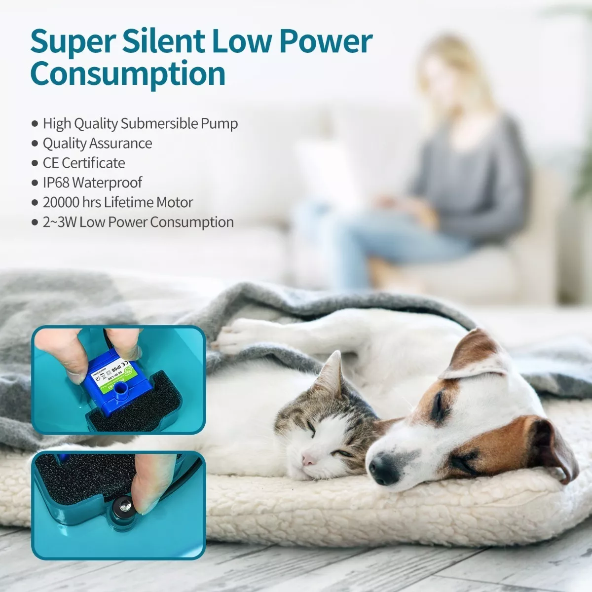 Fuente Para Gatos Bebedero Gatos Ultra Silenciosa 2l Filtro