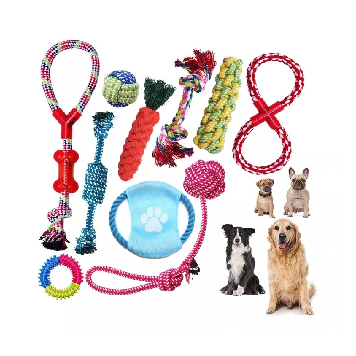 Set Juguetes De Cuerda Para Perro Morder Paquete De 10pz