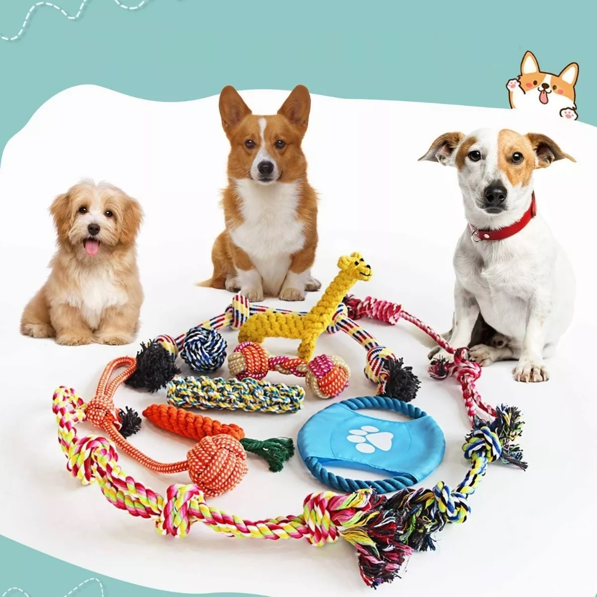 Set Juguetes De Cuerda Para Perro Morder Paquete De 10pz