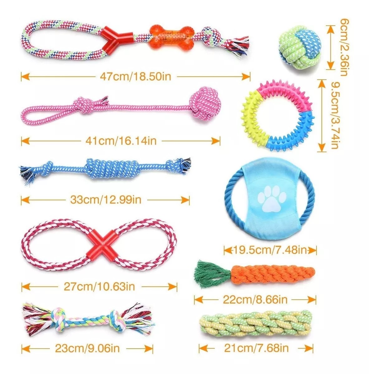 Set Juguetes De Cuerda Para Perro Morder Paquete De 10pz