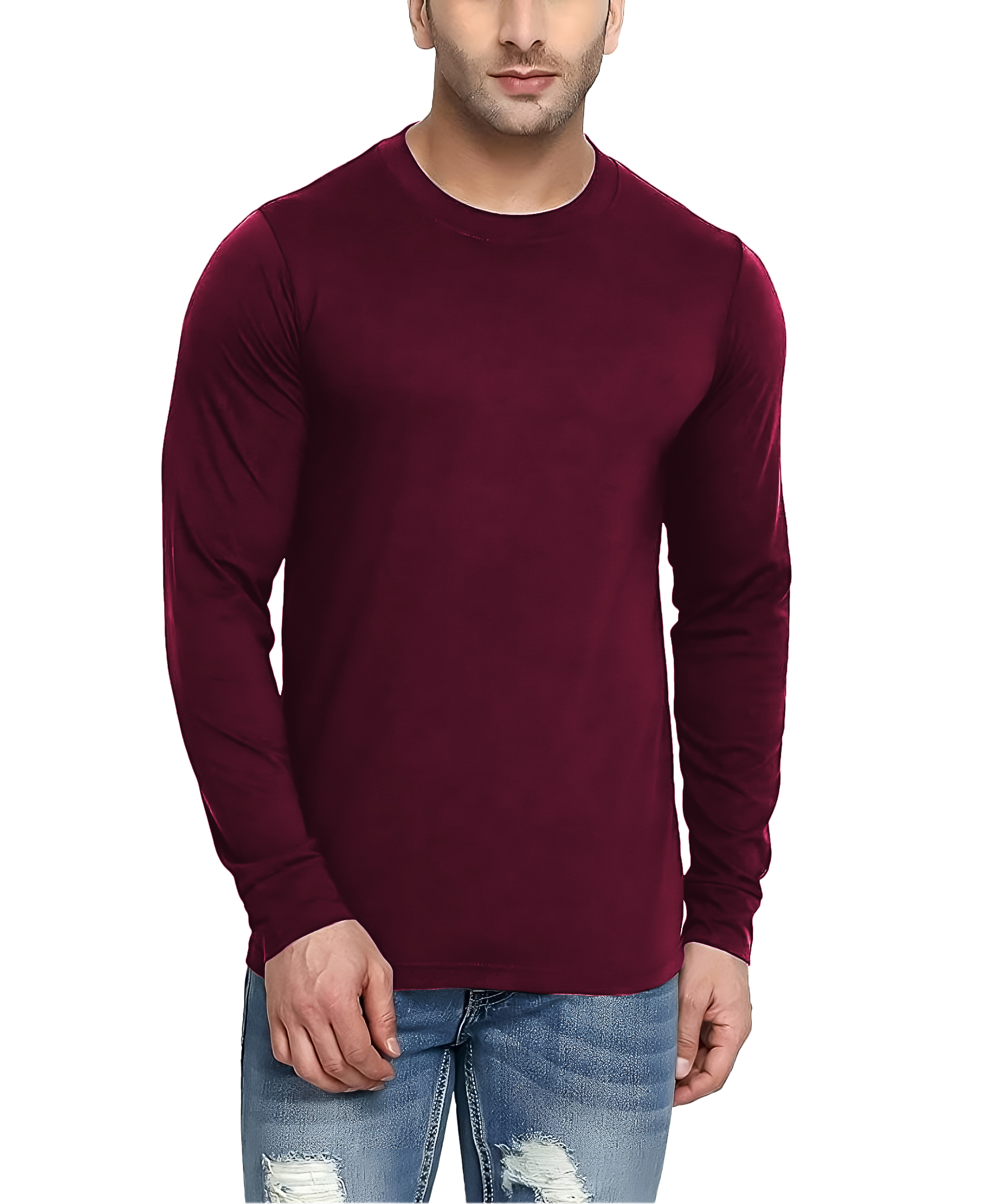 Playera casual basica fresca juvenil hombre xally 2321 cuello redondo manga larga