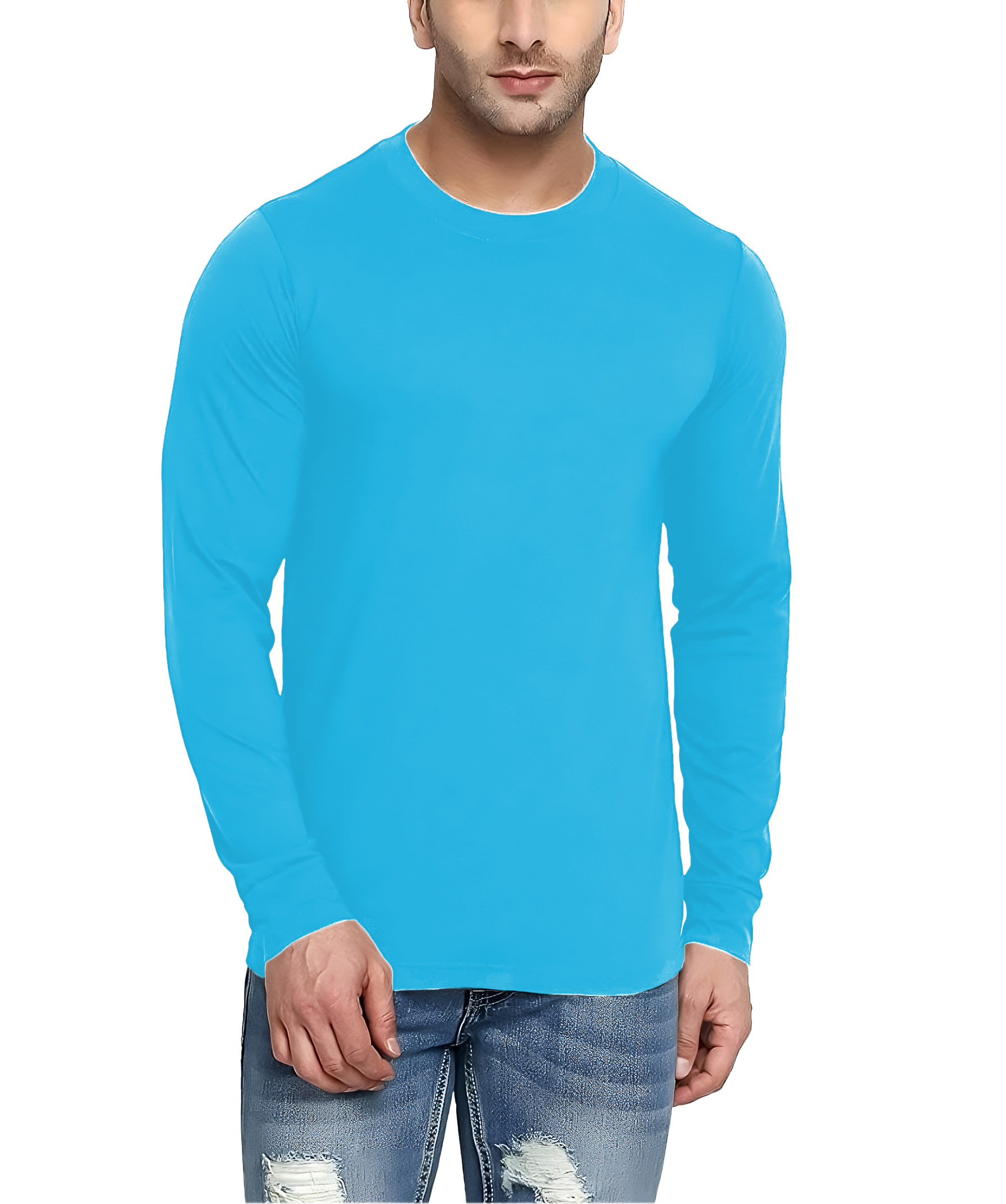 Playera casual basica fresca juvenil hombre xally 2321 cuello redondo manga larga