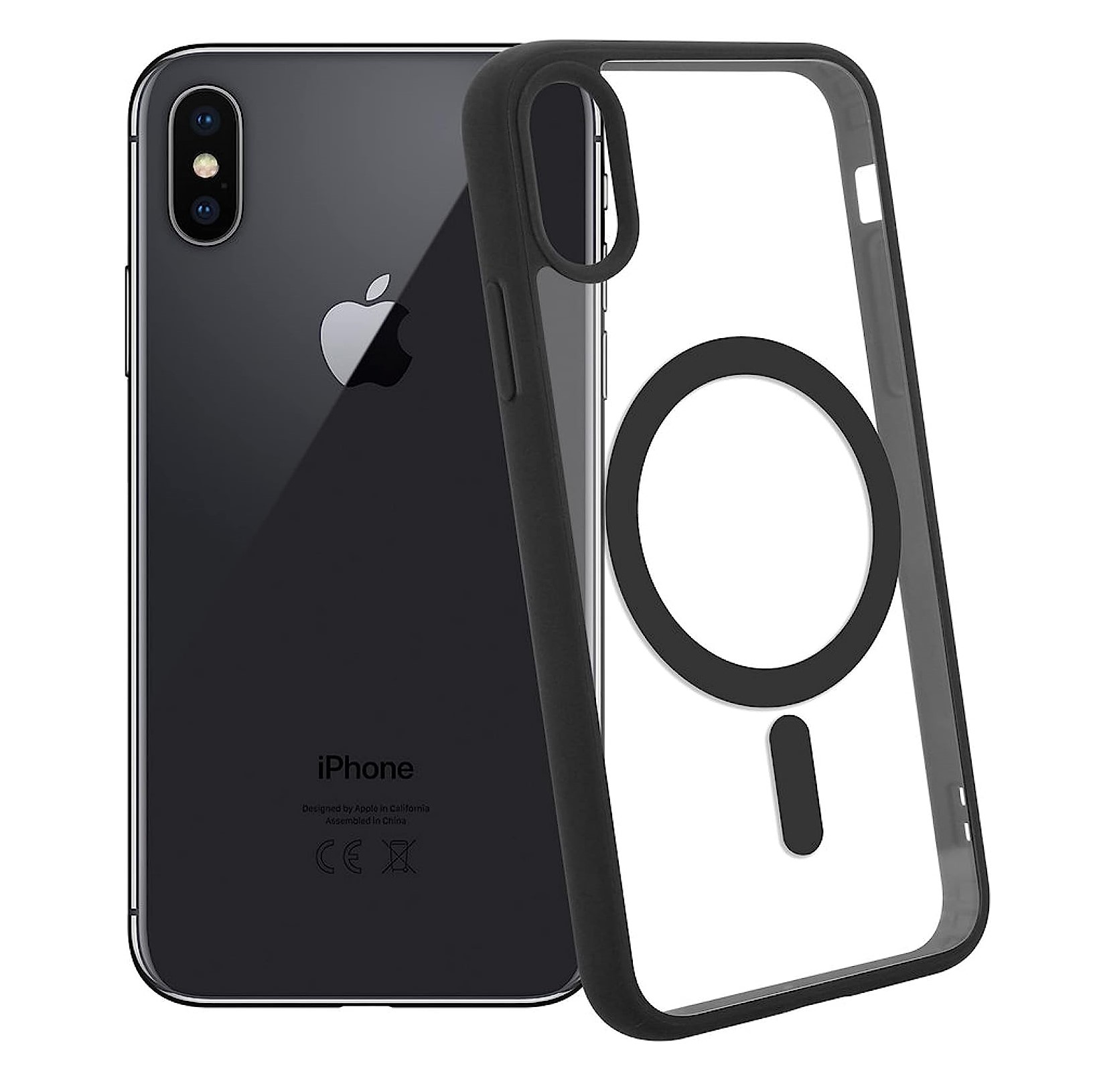 Funda Protector para iPhone XR de 6.1" Case Minimalista con Carga Magnética e inalámbrica Compatible con Cargador Magsafe (2023) Carcasa a Prueba de Golpes de Uso Rudo Anti-Amarillo Estuche Color Negro