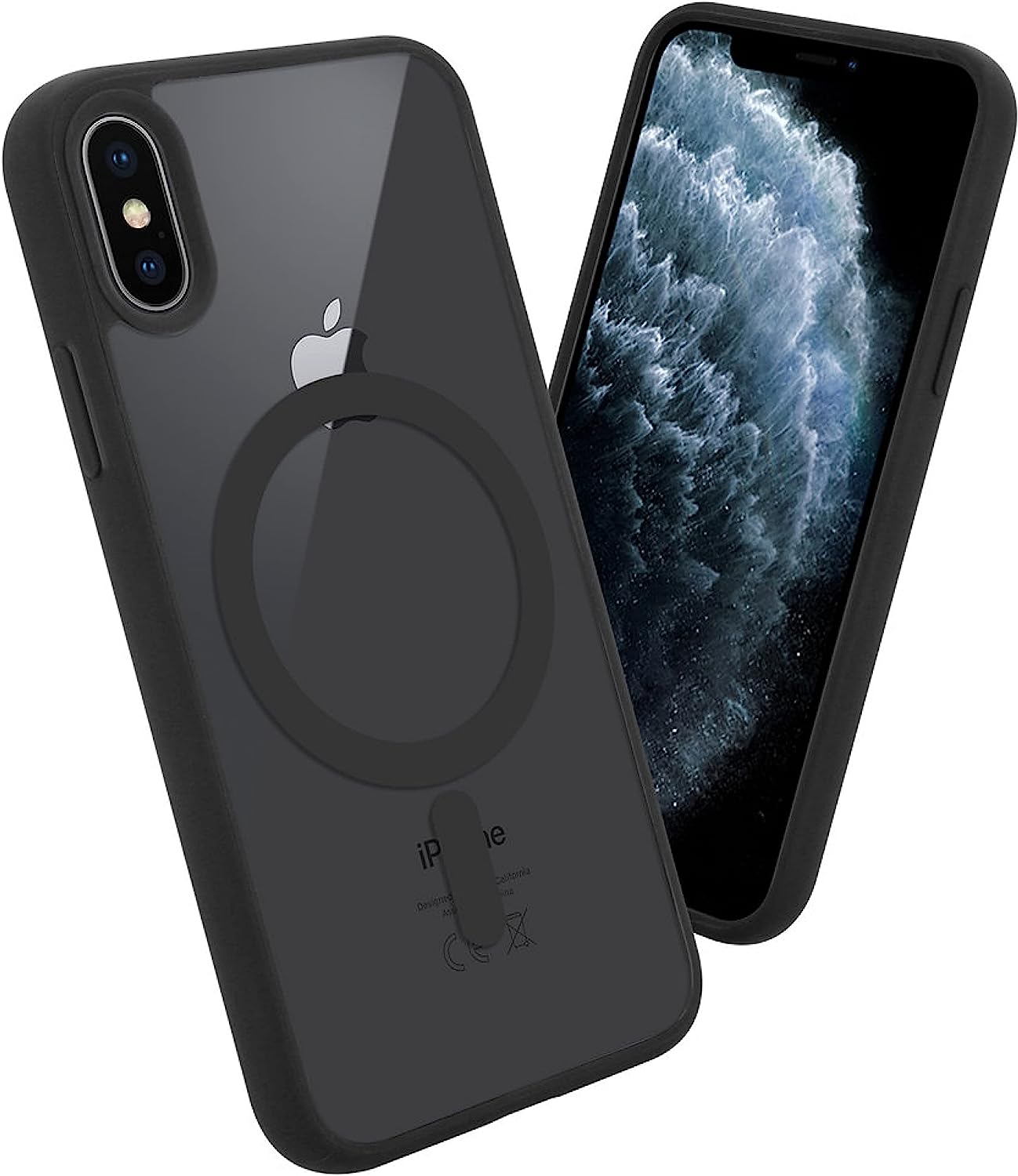 Funda Protector para iPhone XR de 6.1" Case Minimalista con Carga Magnética e inalámbrica Compatible con Cargador Magsafe (2023) Carcasa a Prueba de Golpes de Uso Rudo Anti-Amarillo Estuche Color Negro