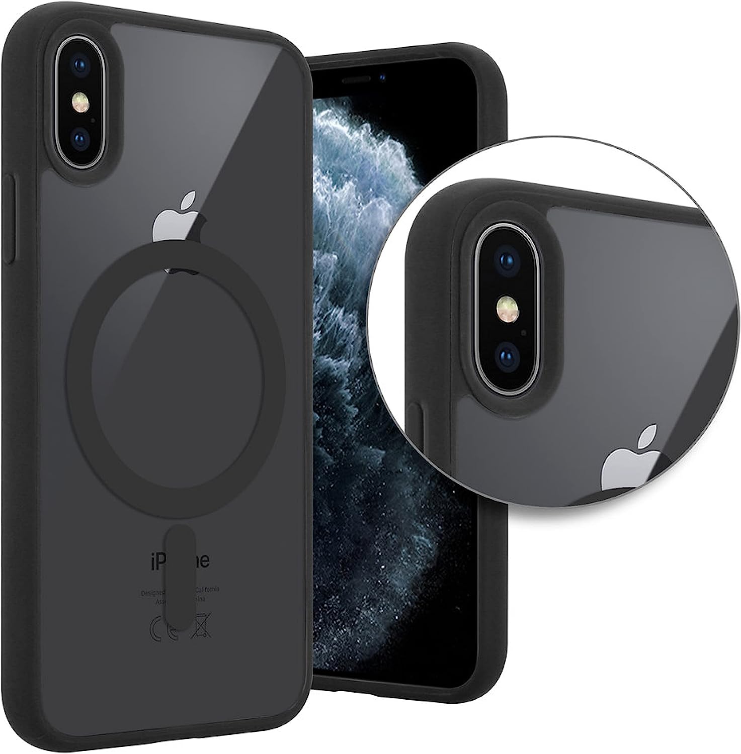 Funda Protector para iPhone XR de 6.1" Case Minimalista con Carga Magnética e inalámbrica Compatible con Cargador Magsafe (2023) Carcasa a Prueba de Golpes de Uso Rudo Anti-Amarillo Estuche Color Negro