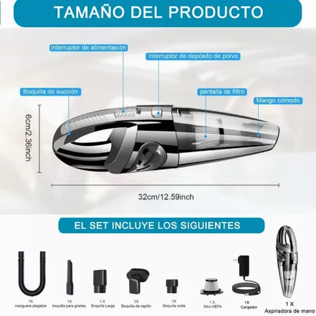 Aspirador De Mano Portátil Para Hogar Y Automóvil