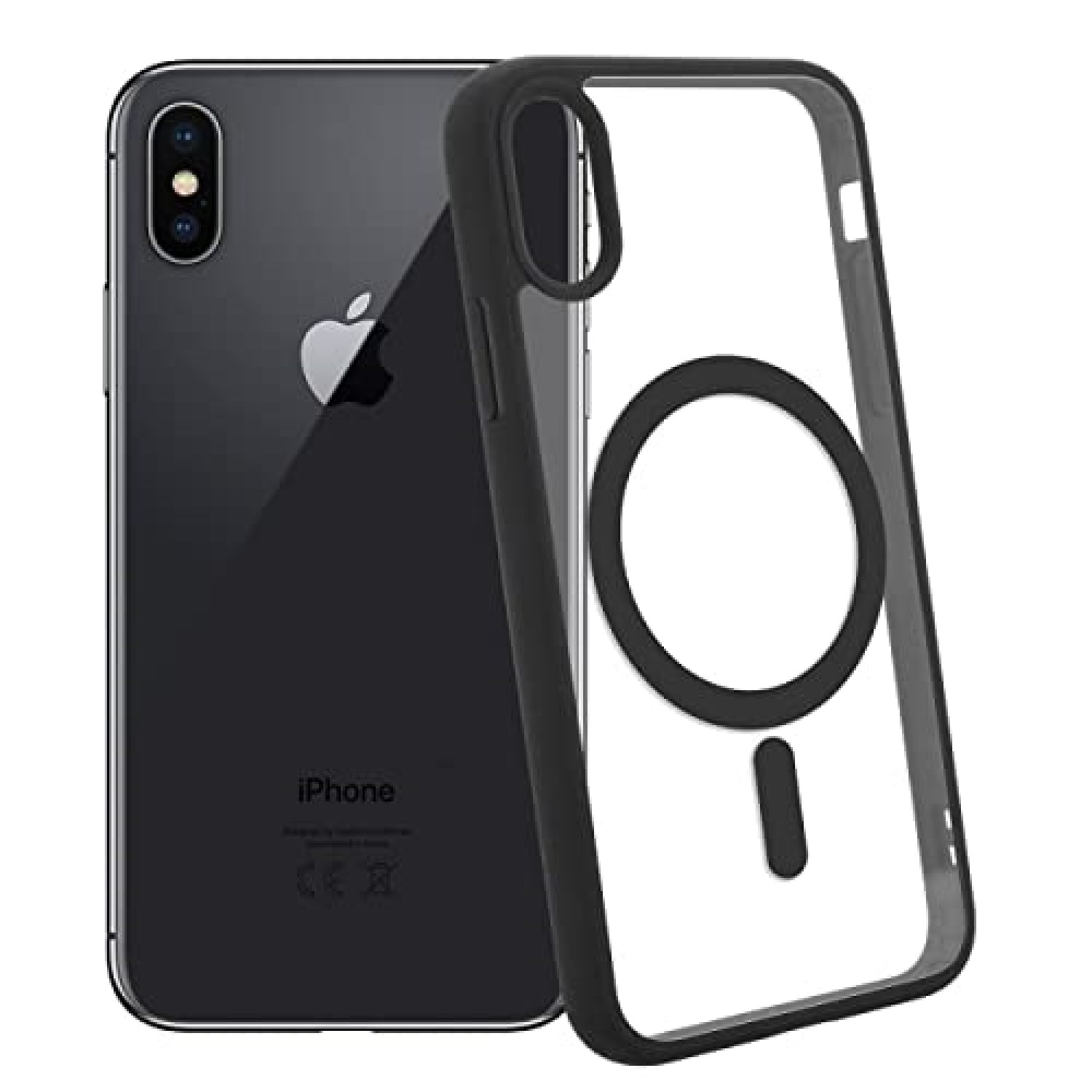 Funda Protector para iPhone X/iPhone XS de 5.8" Case Minimalista, Carga Magnética e inalámbrica Compatible con Cargador MagSafe (2023) Carcasa a Prueba de Golpes Uso Rudo Anti-Amarillo