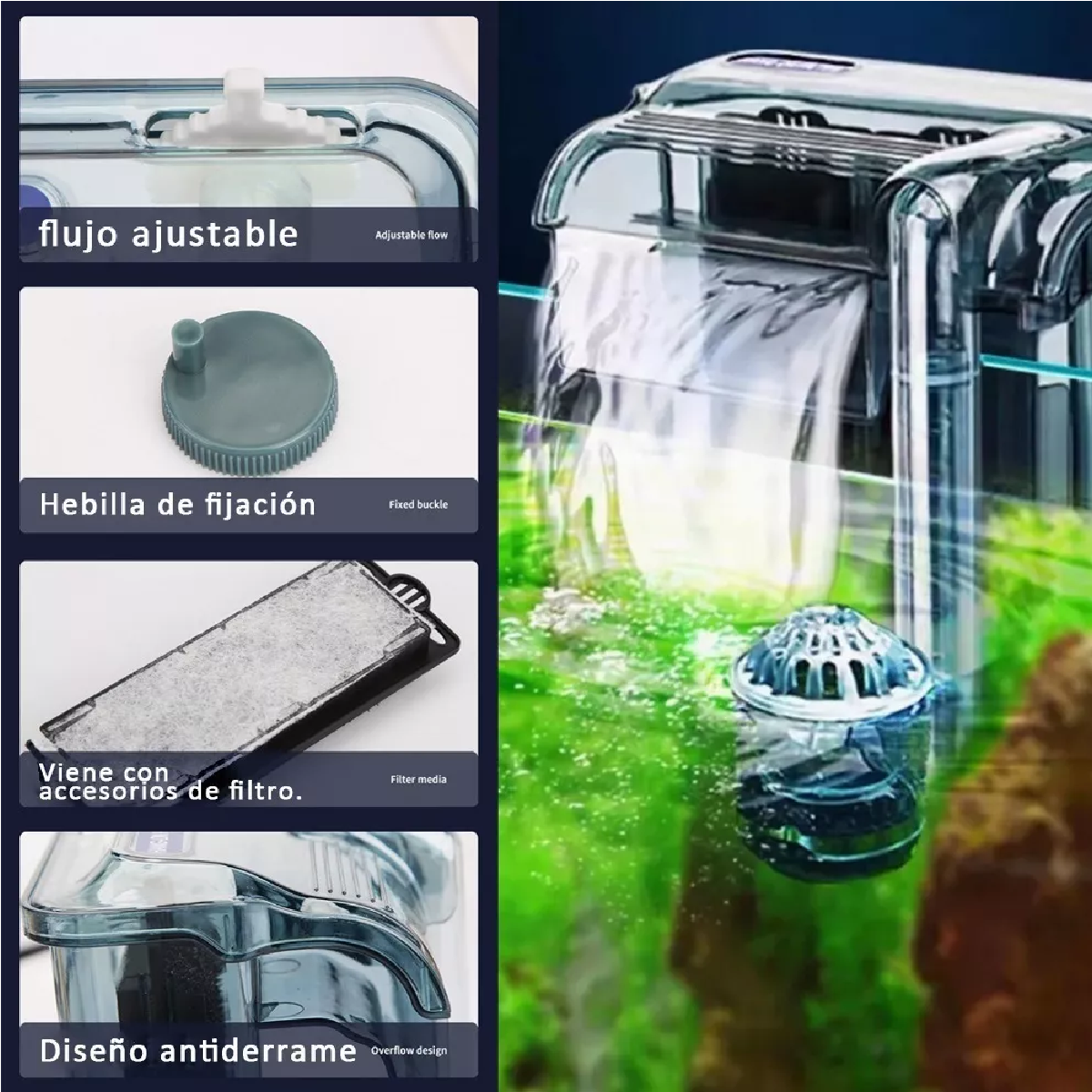 Filtro Externo Cascada Acuario Pecera 400 L/h 40-80 L