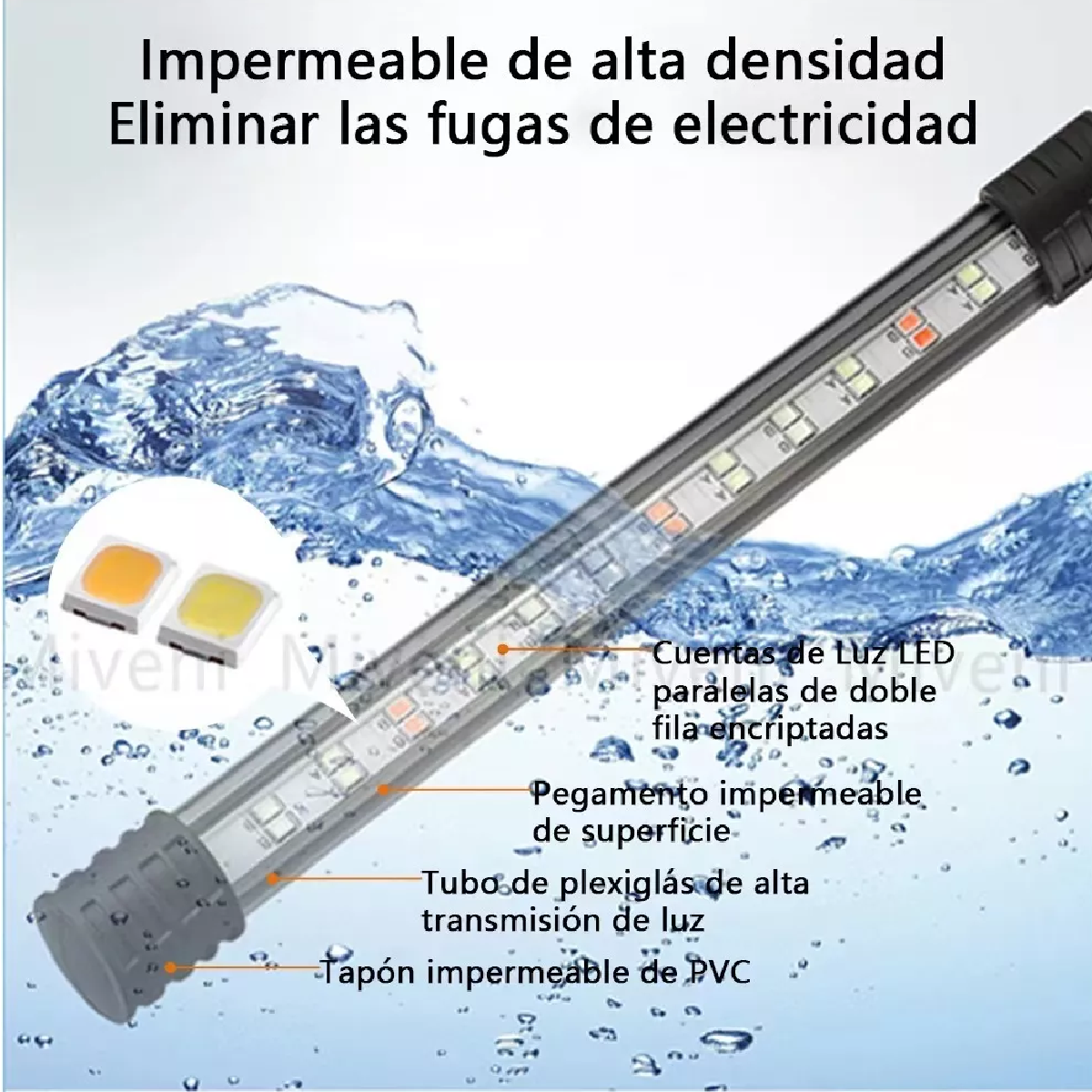 Lámpara Para Peceras Acuarios Luces Led Sumergible 27cm