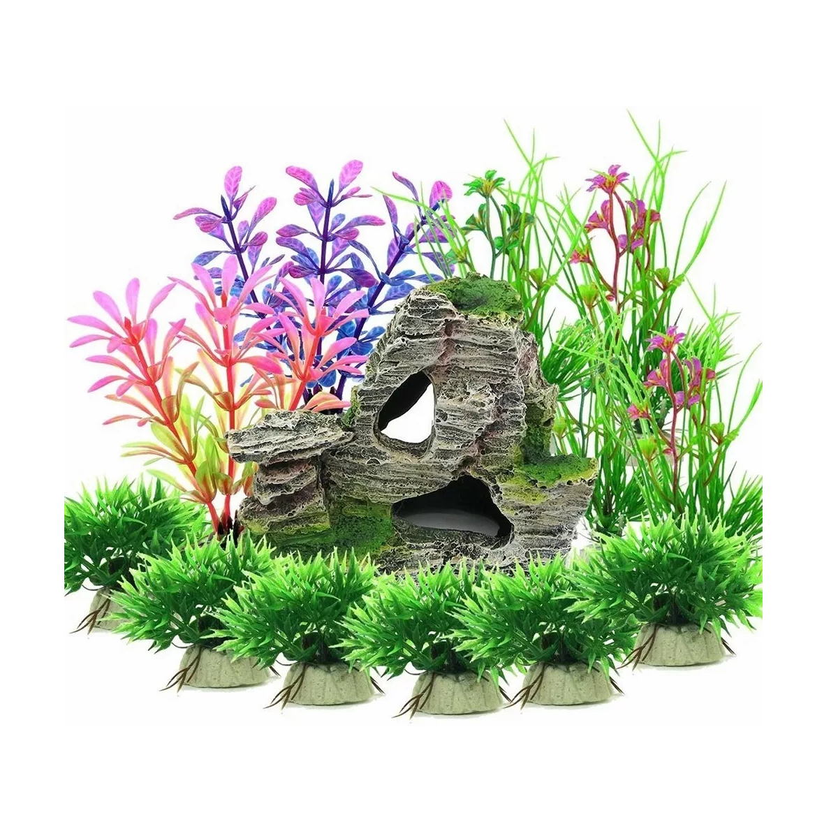 Set 13 Pcs Plantas Artificiales Decorativas Acuario Pecera