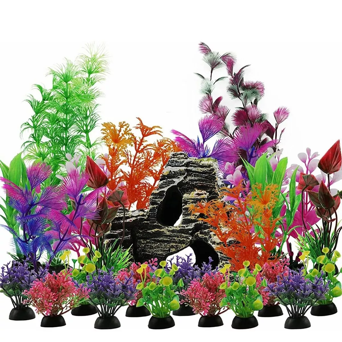 Set 25 Pcs Plantas Artificiales Decorativas Acuario Pecera