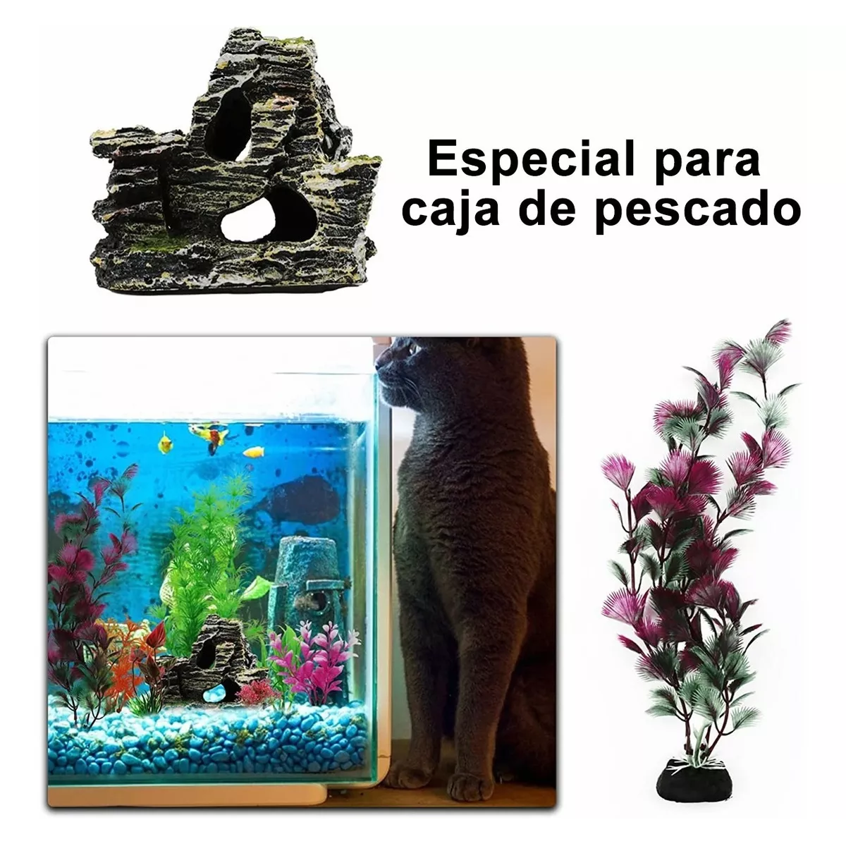 Set 25 Pcs Plantas Artificiales Decorativas Acuario Pecera