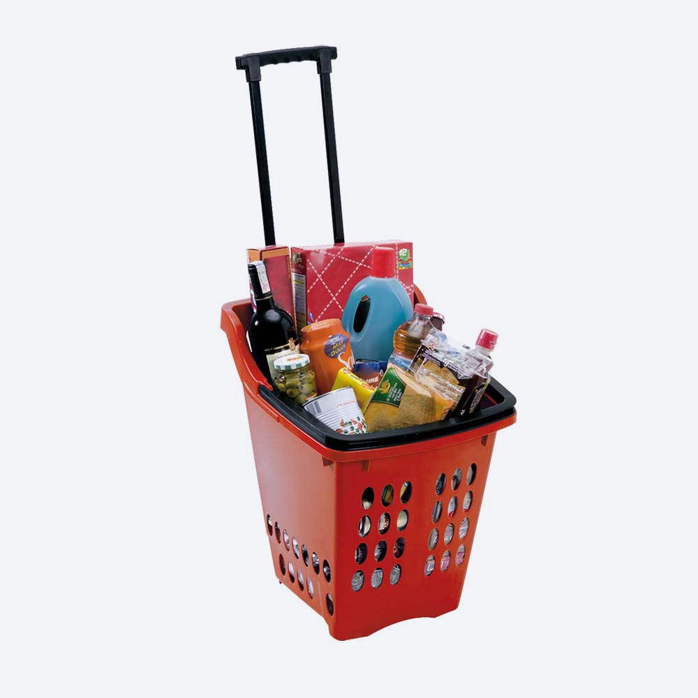 Canasta Rodante De Supermercado Cesta, Color Rojo