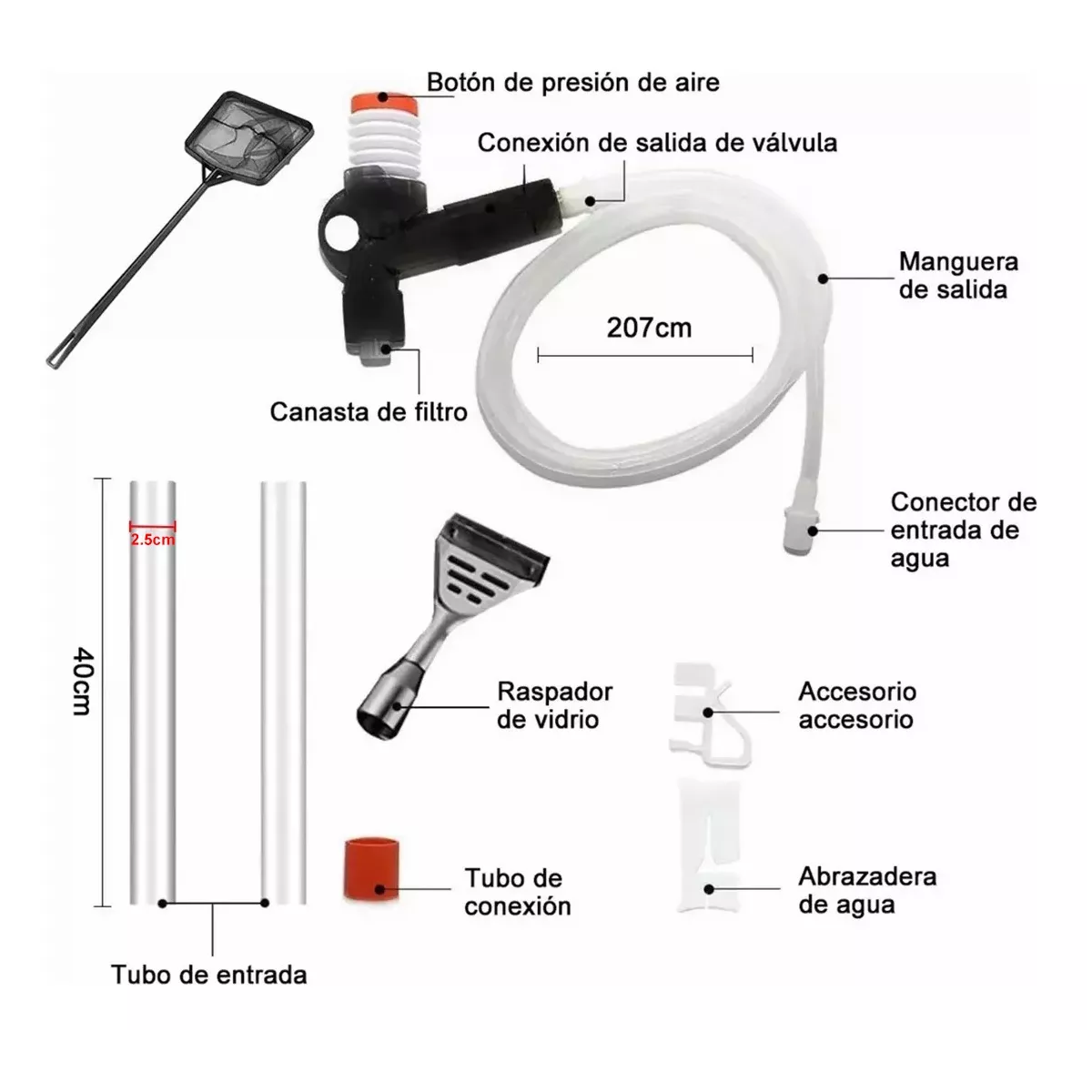 Kit De 9 En 1 Sifon Eléctrico Para Acuarios Pecera Limpieza