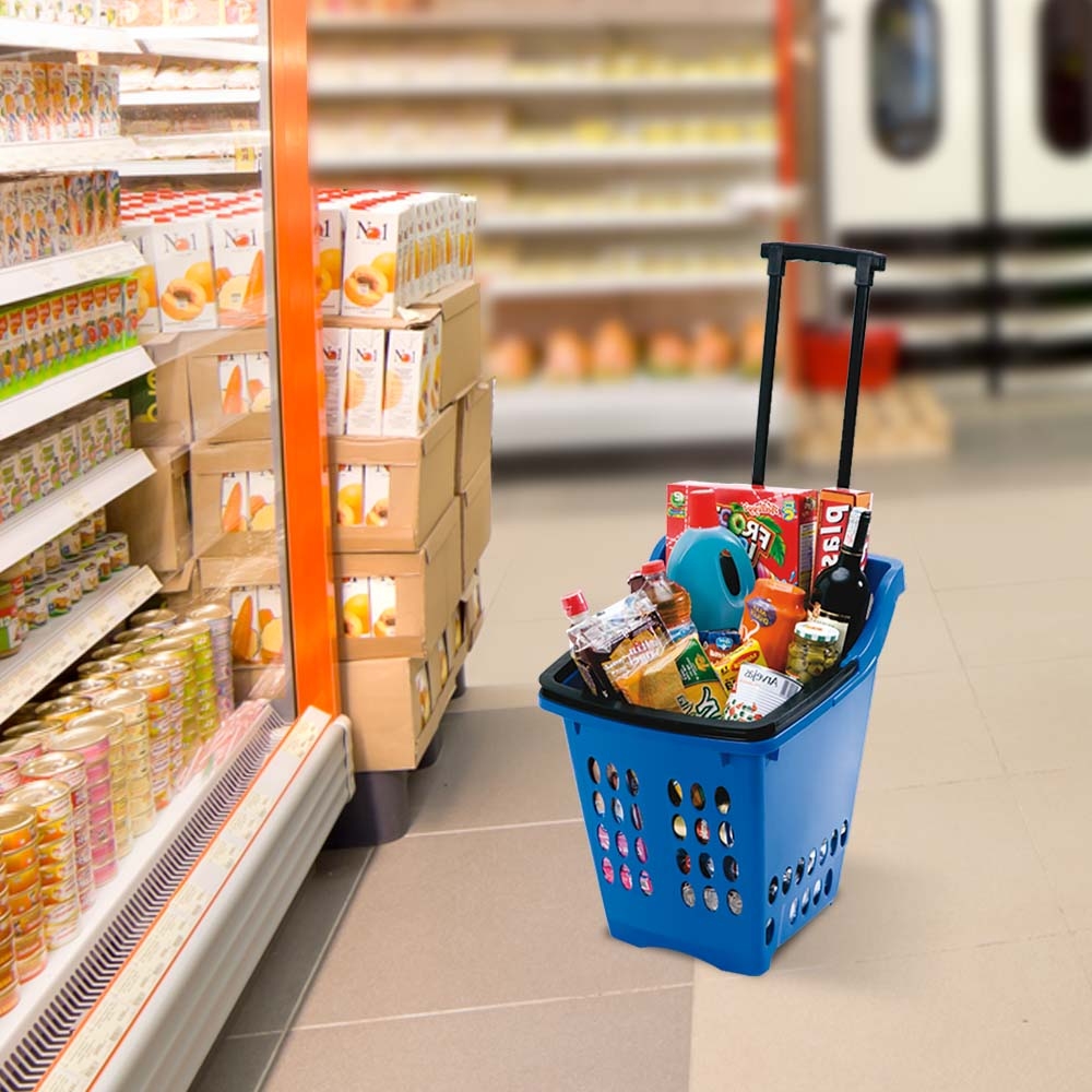 Canasta Rodante De Supermercado Cesta, Color Azul