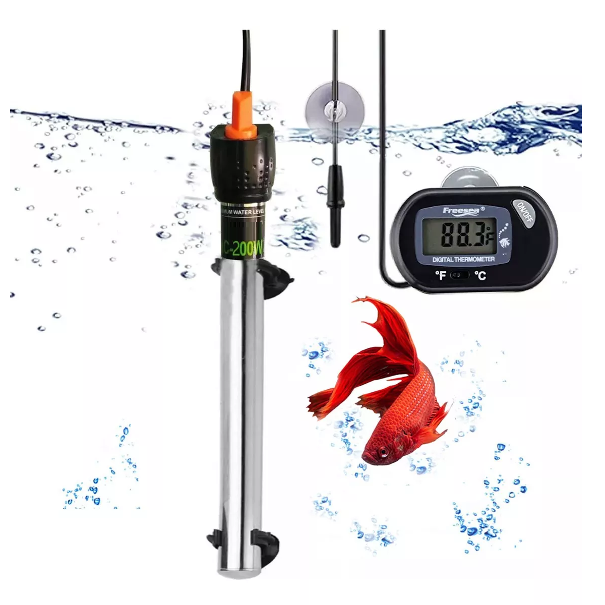 Termostato De 200w Y Termómetro Digital Para Pecera Acuario
