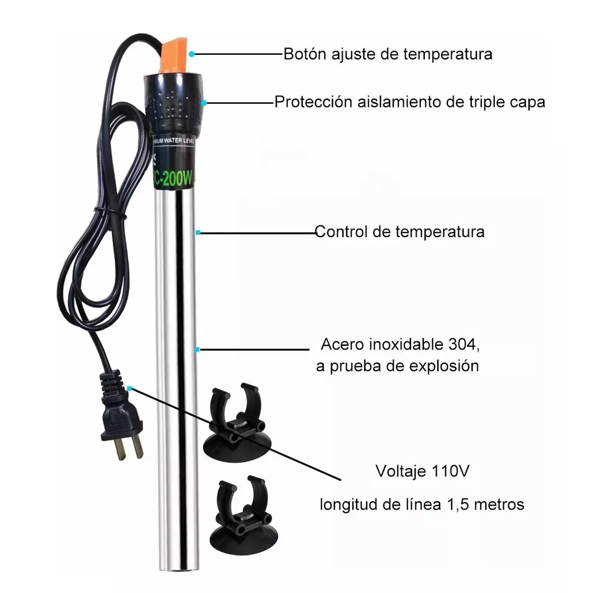 Termostato De 200w Y Termómetro Digital Para Pecera Acuario