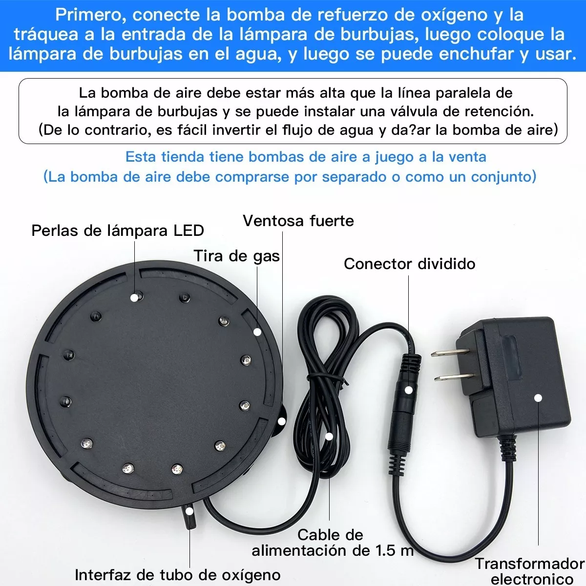 Lámpara Para Peceras Acuario 12 Burbuja Luces Sumergible