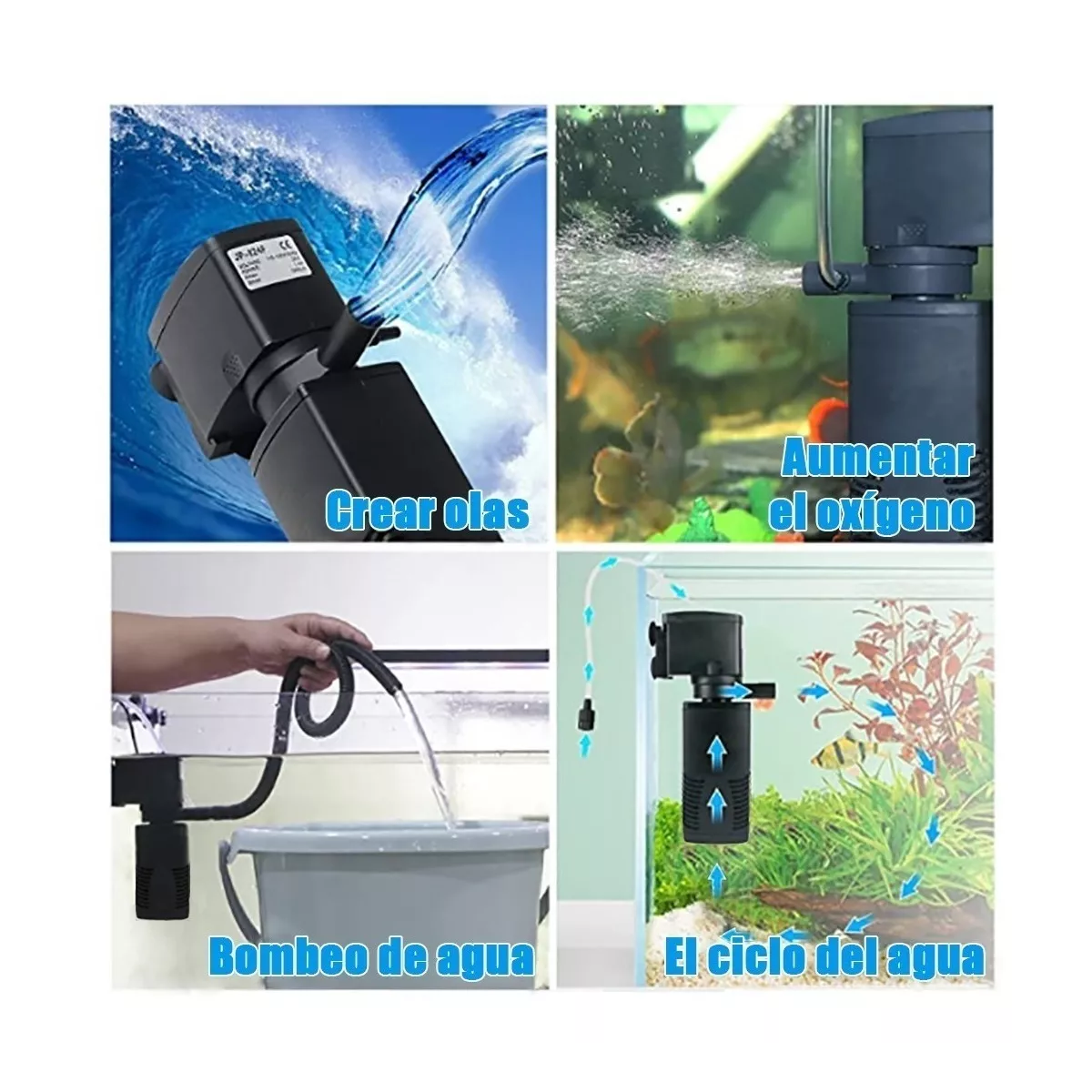 Filtro Incorporado Pecera Acuario 3 In 1 1000l/h Oxigenación