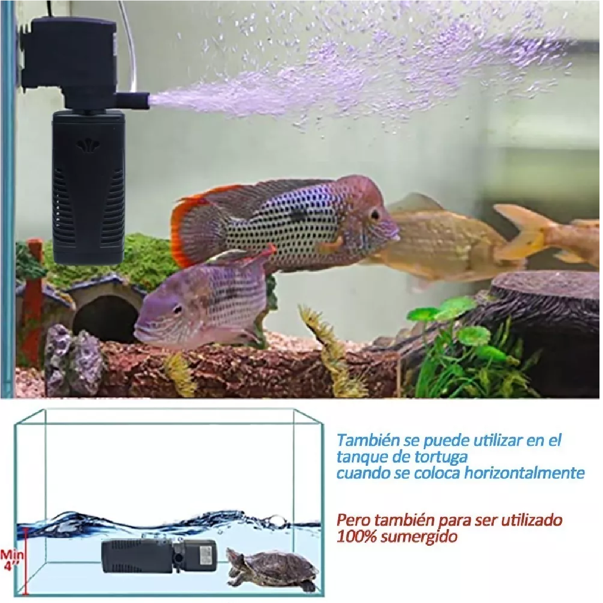 Filtro Incorporado Pecera Acuario 3 In 1 1000l/h Oxigenación