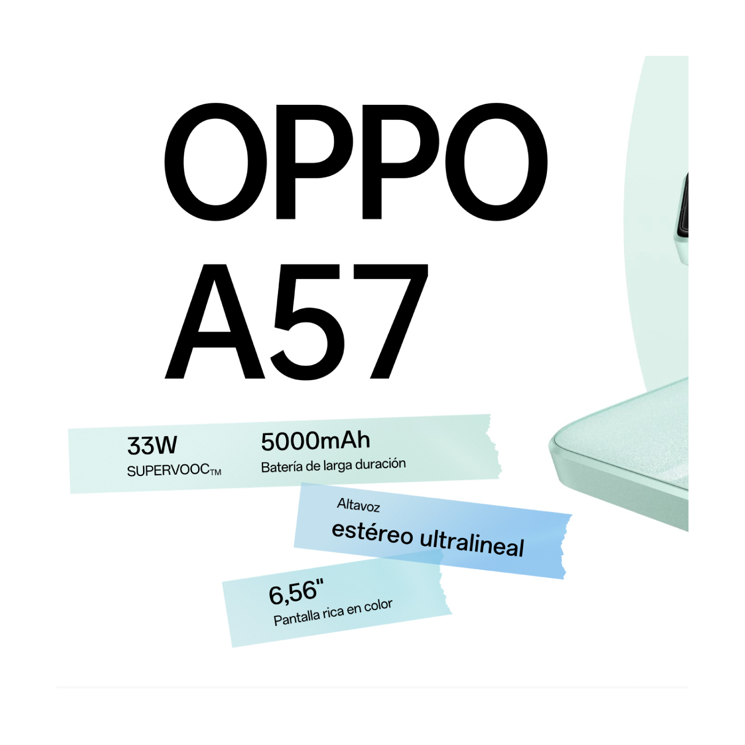 Celular Oppo A57 33w 5000mAh 4/128Gbs Liberado Latino - Negro