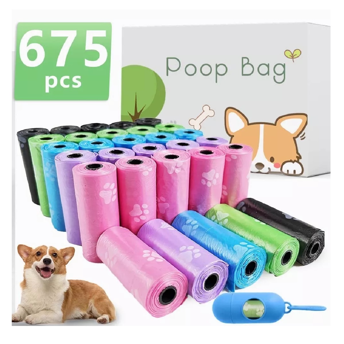 Kit 675 Bolsas Sanitarias (45 Rollos) / Recoger Heces Popo Perro