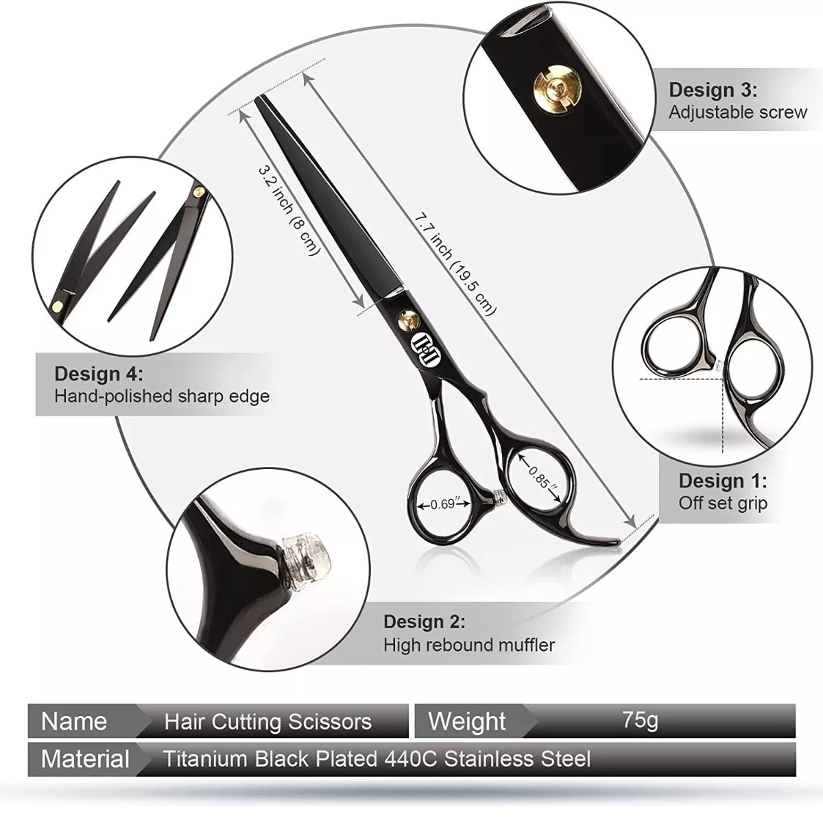Kit De Tijeras Para Peluquería Canina 9 Piezas Obscuro