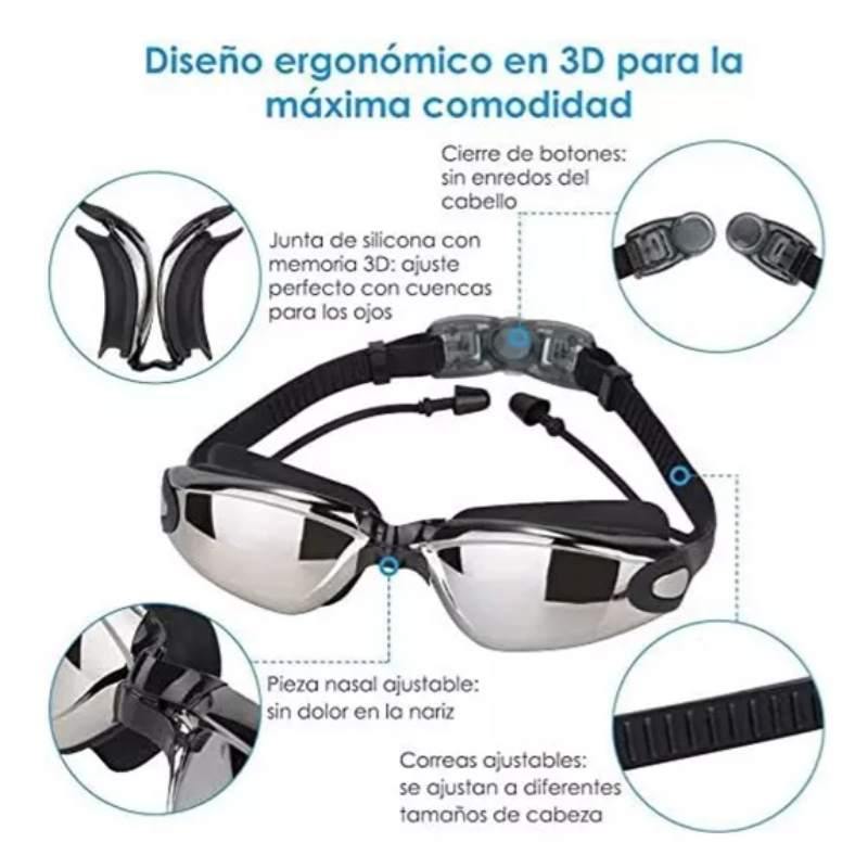 Gafas De Natación 4 en1,adecuado Para Adultos Y Niños.