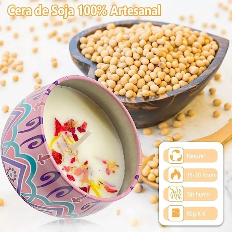 6 Piezas Velas Aromáticas De Cera De Soja Para Aromaterapia.