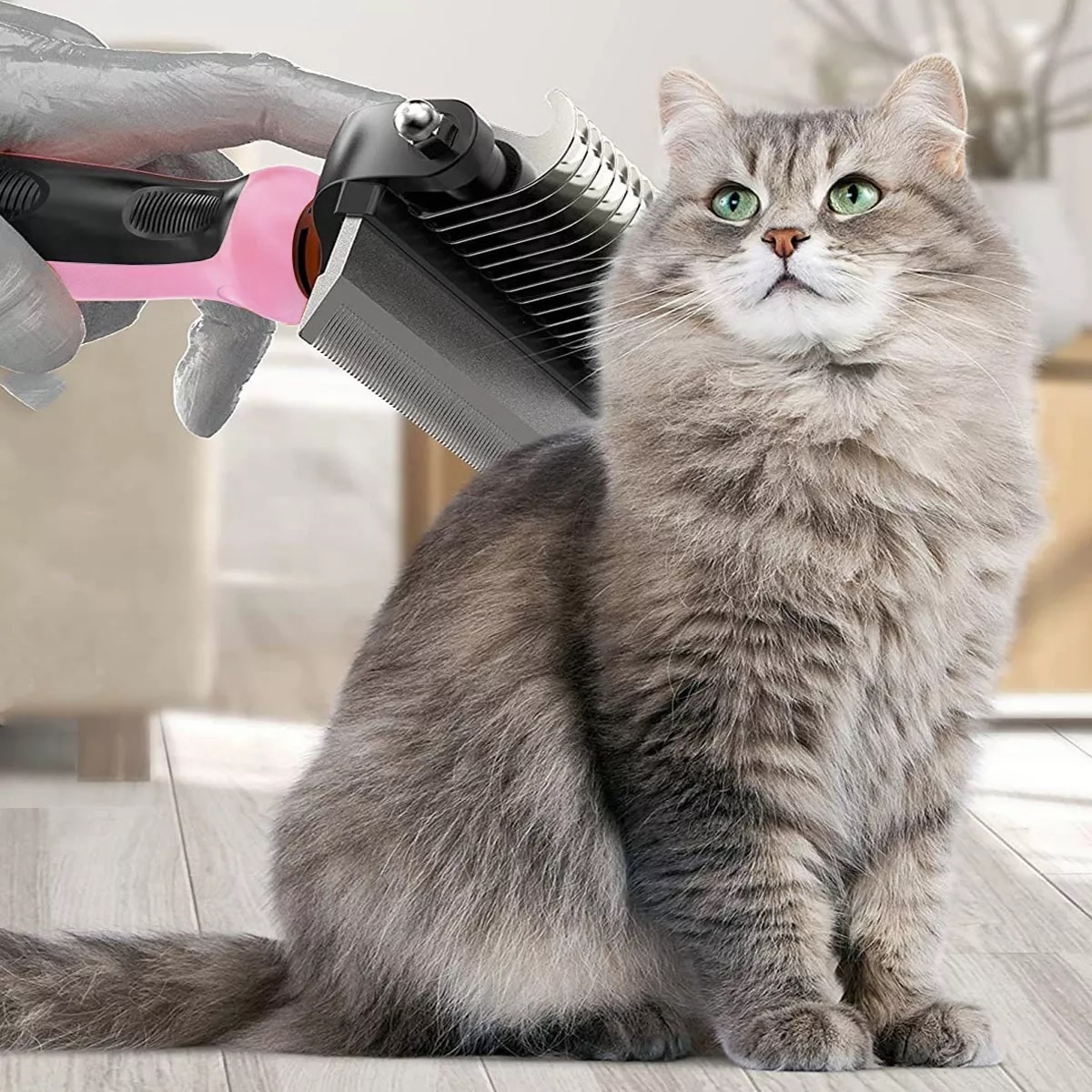 Cepillo Deslanador Perro Gato Peine Mascotas Rosa