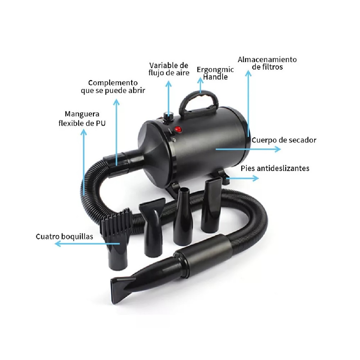 Secador De Pelo Para Mascotas De Alta Potencia 2800w Mudo