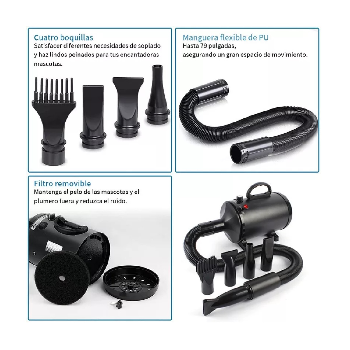 Secador De Pelo Para Mascotas De Alta Potencia 2800w Mudo