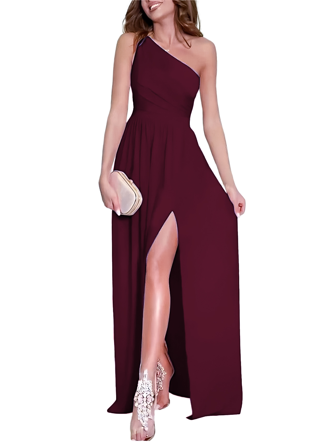 Maxi vestido asimétrico elegante fiesta noche casual dama mujer xally 146 abertura 1 hombro