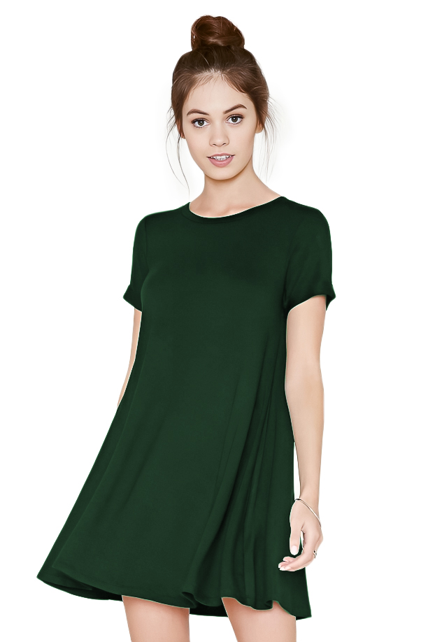 Vestido Evase casual ligero juvenil corto mujer dama xally 61 manga corta cuello redondo bolsas