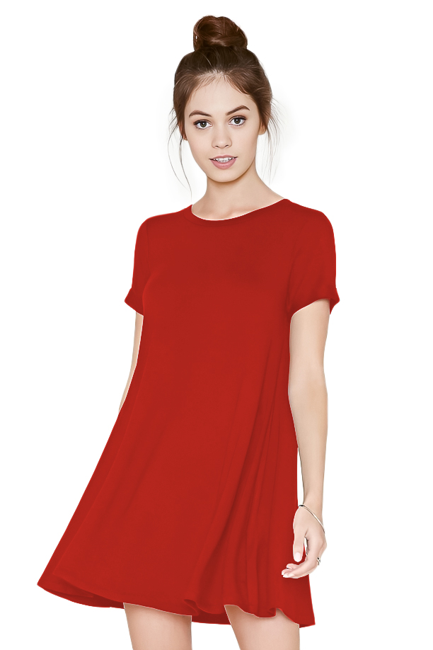 Vestido Evase casual ligero juvenil corto mujer dama xally 61 manga corta cuello redondo bolsas